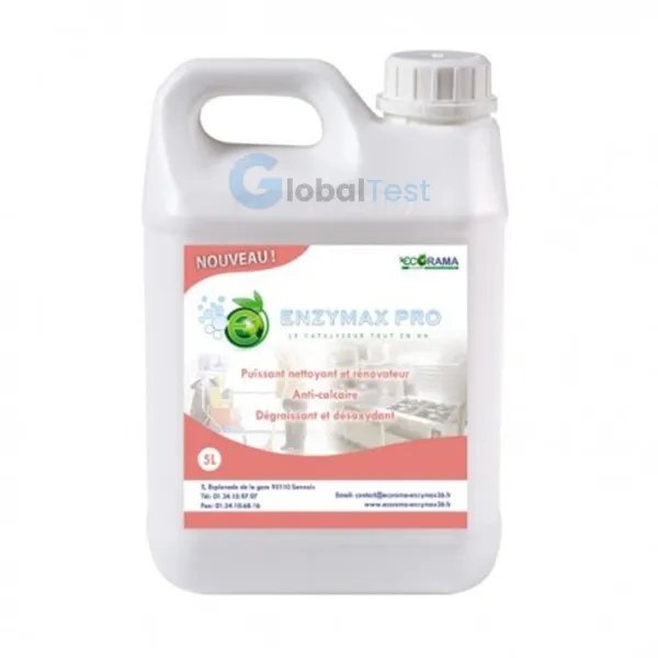 Enzymax Pro – Catalyseur Professionnel, détergent enzymatique ultra-concentré sans javel, pH neutre, nettoie et dégraisse efficacement les graisses, huiles, protéines, amidons, rouille et résidus alimentaires, biodégradable à plus de 90 %, idéal pour les secteurs agroalimentaire, automobile, BTP, hôtellerie-restauration, nettoyage industriel et transport, recommandé pour le nettoyage des outils, surfaces, moteurs, cuisines professionnelles et circuits fermés.
