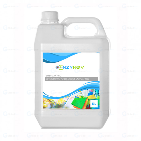 EnzyMax Pro détergent professionnel enzymatique ultra-concentré, multi-surfaces, biodégradable et sans solvant, idéal pour le nettoyage, la désinfection et le détartrage dans les secteurs tels que l'agroalimentaire, l'automobile, l'hôtellerie et l'industrie.