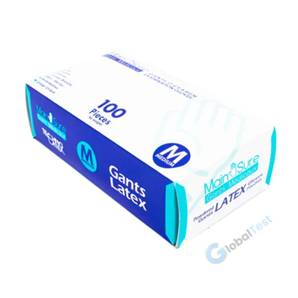Gants latex micro-poudrés – boîte de 100 gants : latex de qualité, micro-poudre naturelle permettant enfilage facile, ajustement précis, texture lisse, bord roulé. Conformes pour usage hygiénique, médical, agroalimentaire ou nettoyage, alliant confort, protection et sensibilité tactile.