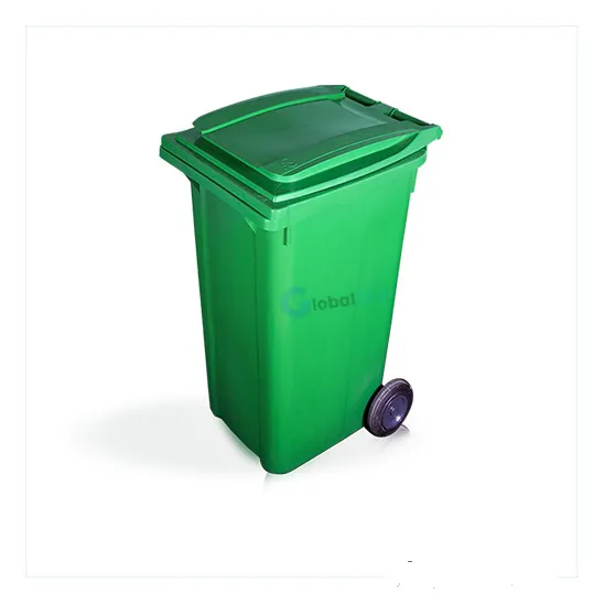 Conteneur à déchets roulant 240 L vert en polyéthylène haute densité, deux roues, couvercle robuste conforme norme EN 840 (agréé TÜV)