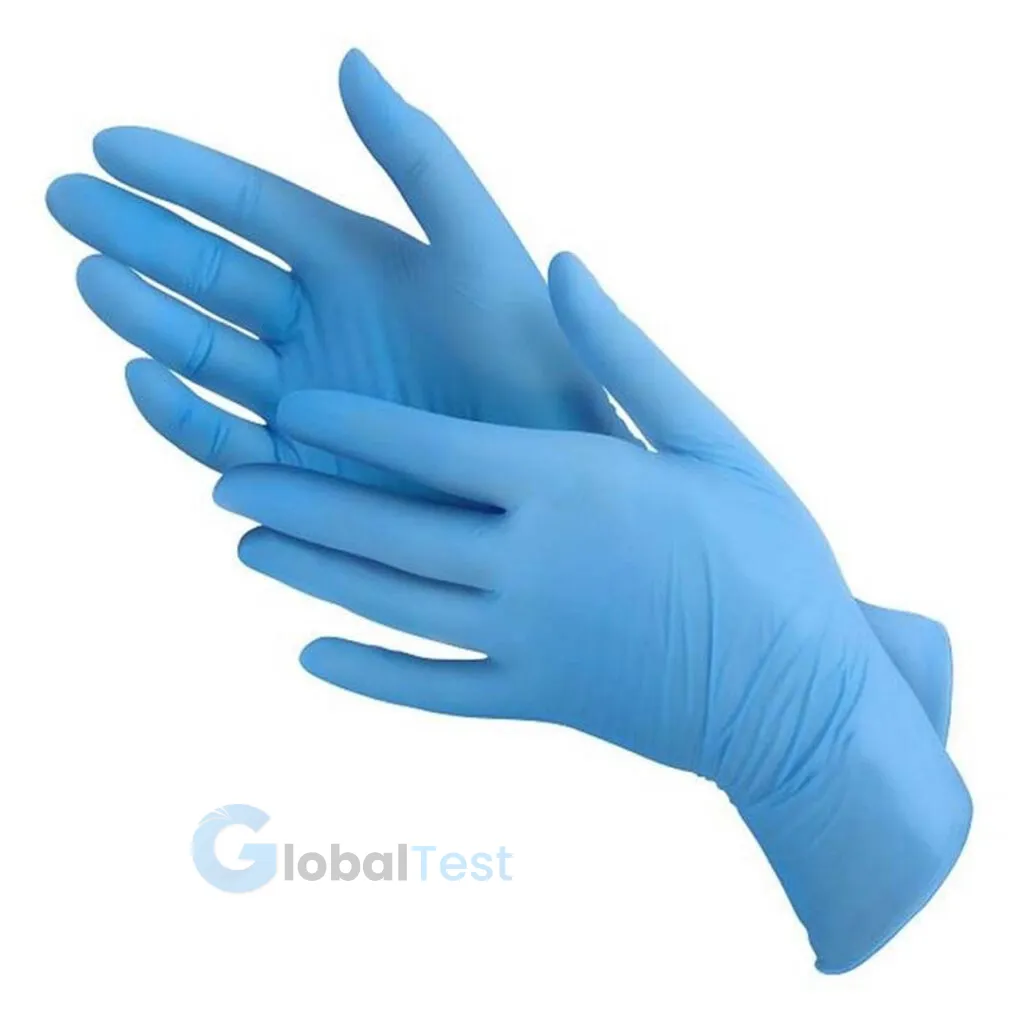 Gants jetables nitrile bleu, sans latex ni poudre, conformes à la norme NF EN 455, tailles S, M, L, boîte de 100.