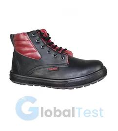 Chaussures de sécurité noires à embout en acier, conformes à la norme EN ISO 20345, dotées d’une semelle antidérapante certifiée SRC, offrant une protection contre les chocs, perforations et glissades, idéales pour les environnements industriels, chantiers et ateliers.