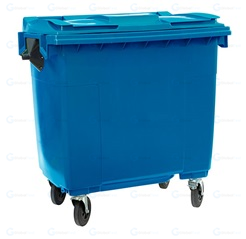 Conteneur à quatre roues 770L bleu – poubelle industrielle robuste pour déchets volumineux.