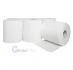 Rouleau essuie-tout mini 600 g, 2 plis, 260 formats, dévidage central, fabriqué en ouate recyclée certifiée.