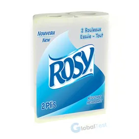 Pack RLX Rosy essuie-tout 2 rouleaux – blanc à double épaisseur, gaufré, ultra absorbant, durable même humide.