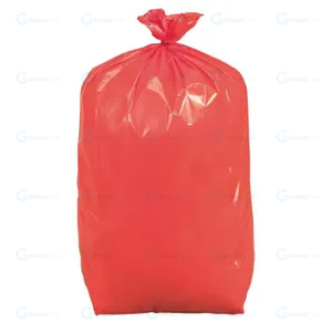 Sac poubelle rouge 50/70L, fabriqué en polypropylène haute densité, épaisseur 30 microns, résistant aux déchirures, idéal pour la collecte de déchets ménagers et professionnels, compatible avec les poubelles de 50 à 70 litres, vendu en lot de 25 pièces