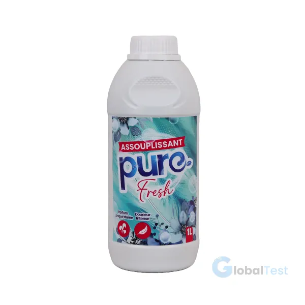 Bouteille d'assouplissant Pure Fresh Océan 1L – adoucissant textile efficace, parfum frais d'océan, réduit l'électricité statique, facilite le repassage, convient au lavage en machine et à la main, formule douce pour la peau