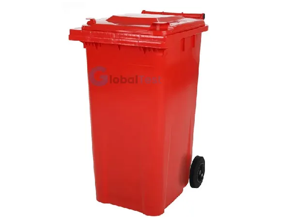 Conteneur poubelle 240L rouge à deux roues avec couvercle – bac à déchets robuste