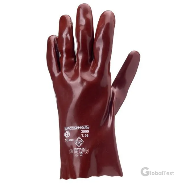 Gant PVC anti‑acide rouge — PVC robuste sur support coton interlock, manchette longue (~35 cm), épaisseur ~1,3 mm, dextérité niveau 5, norme EN 388/EN 420/EN 374. Haute résistance chimique (acides, huiles, hydrocarbures) et mécanique. Adapté à l’industrie chimique, traitement des eaux, maintenance industrielle et agriculture. Tailles 9/10