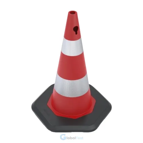 Corps PPC 70 cm – cône de circulation à base PVC double réfléchissante, résistant aux chocs, haute visibilité jour et nuit grâce aux bandes réfléchissantes UV, base stable anti-basculement, facile à équiper de panneaux ou lampes