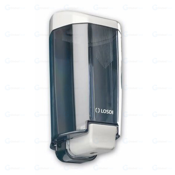 Distributeur de savon automatique transparent Ligne Eco-Luxe, fabriqué en plastique ABS 100 % recyclé, capacité de 1000 ml, bouton poussoir ergonomique, système anti-goutte, serrure sécurisée, idéal pour les environnements professionnels à forte fréquentation.