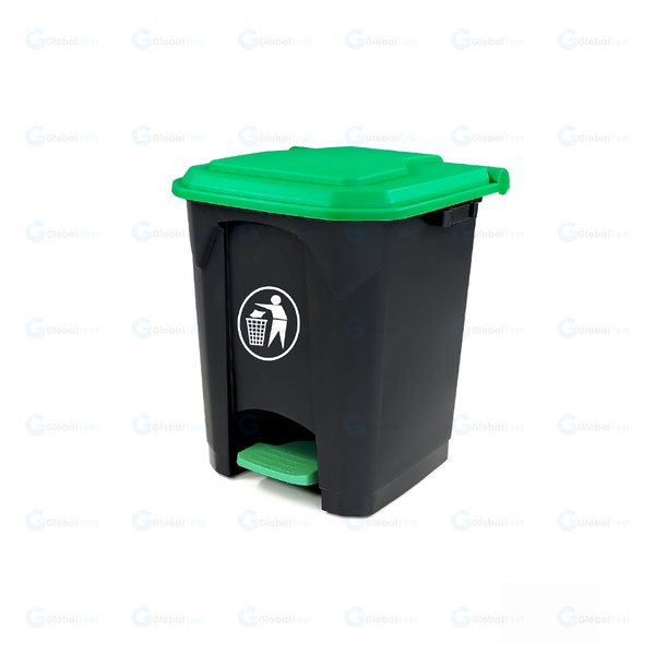 Poubelle tri-sélectif 30L avec couvercle vert, équipée d'un mécanisme à pédale sans contact pour une utilisation hygiénique, dotée de 4 roues pour un déplacement facile, idéale pour le recyclage des déchets organiques ou végétaux dans les environnements professionnels ou domestiques