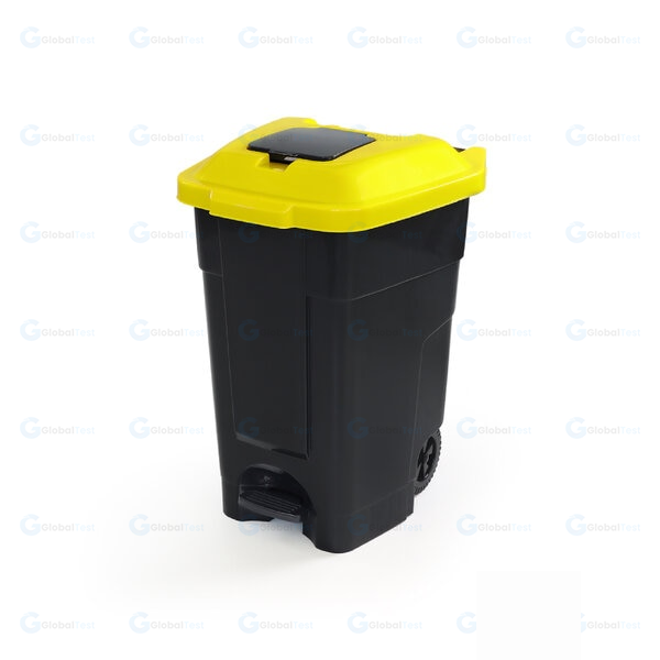 Poubelle Environnement 80L jaune à pédale avec roues – idéale pour le tri sélectif des emballages recyclables, hygiénique et adaptée aux espaces publics, professionnels et collectivités