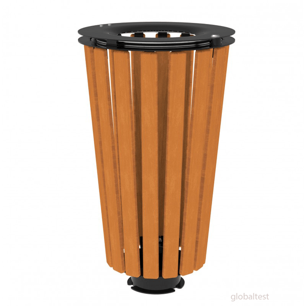 Poubelle conique en acier/ bois 60 litres