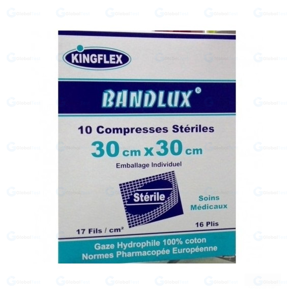 Compresses stériles Bandlux King – boîte de 10 pour soins médicaux et pansements.