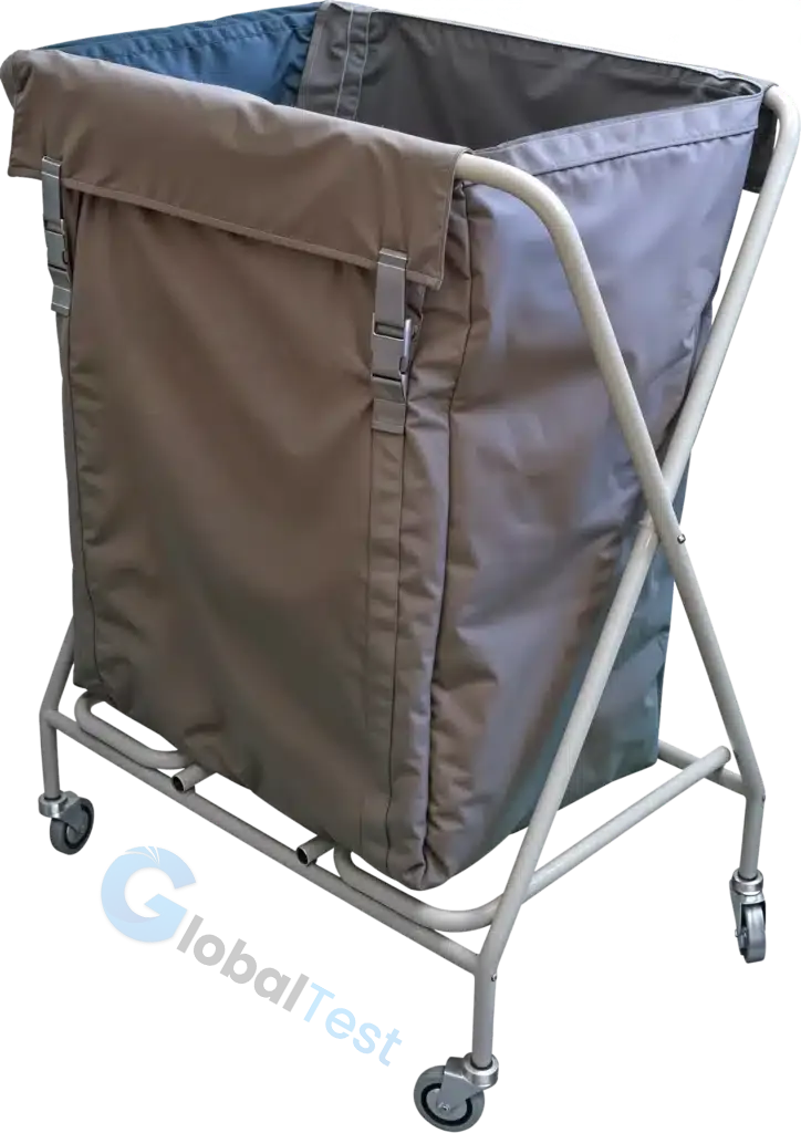 Chariot de linge professionnel CT263MB, robuste et ergonomique, avec roues pivotantes à 360°, idéal pour hôpitaux, hôtels et blanchisseries.