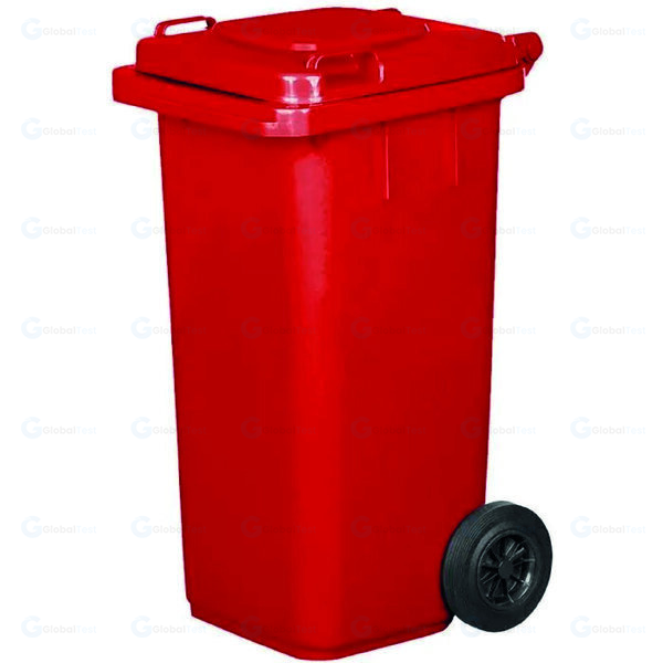 Poubelle 120L sans pédale rouge en plastique robuste – idéale pour bureaux, écoles et espaces à usage intensif