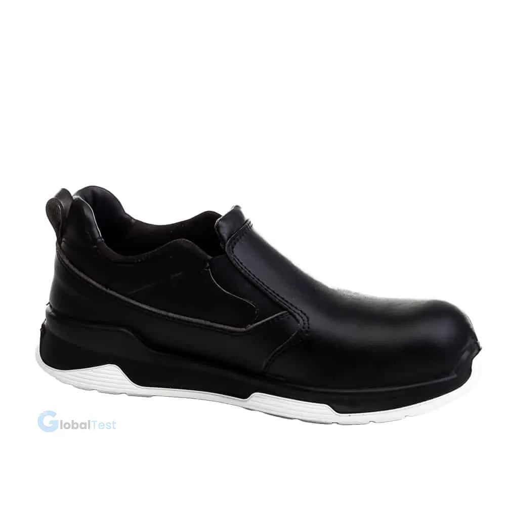 Chaussures de sécurité Lumina Noir S2 – modèle bas conforme à la norme EN ISO 20345:2011 (classe S2), tige hydrofuge en microfibre noir, embout acier inoxydable 200 J, semelle antidérapante résistante aux hydrocarbures, doublure respirante, première antibactérienne amovible