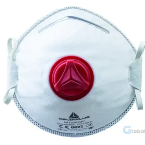 MASQUE-FFP3-AVEC-VALVE-M1300V2-DELTA-PLUS masque FFP3 jetable avec valve, non tissé moulé, clip nasal acier avec bord EVA, conforme EN 149, confort prolongé.