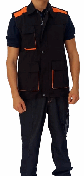 Tenue de Travail -Veste demi manche et Pantalon Noir+ orange