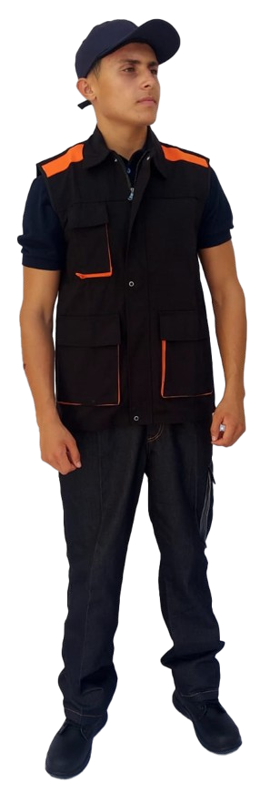 Tenue de Travail -Veste demi manche et Pantalon Noir+ orange